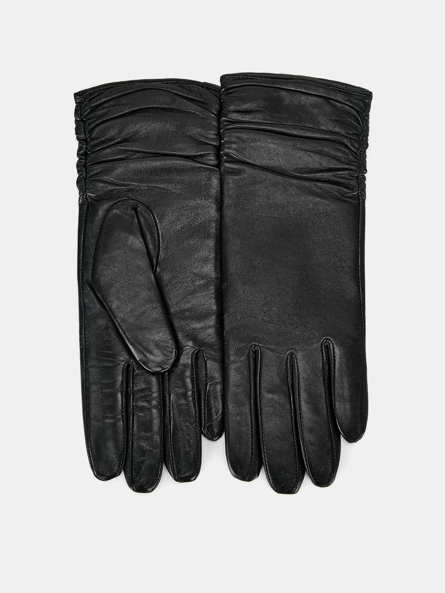 LB-8228-RF-black-8_Н Перчатки жен.нат.кожа70%шерсть ,30% акрил р.8 черные