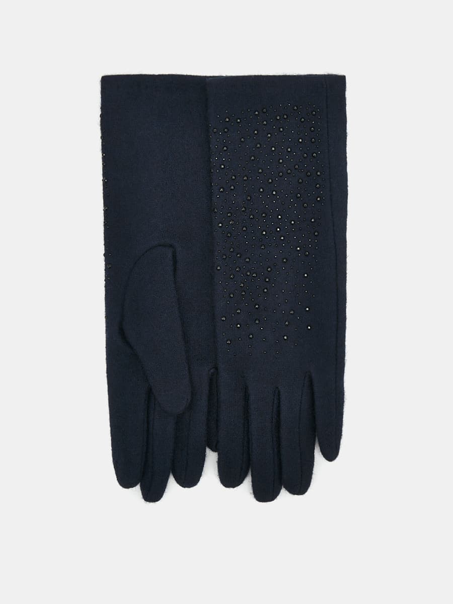 LB-PH-42-RF-navy-M_Н Перчатки жен.трикотаж 80%шерст ь,20% нейлон,р.М темно-синие