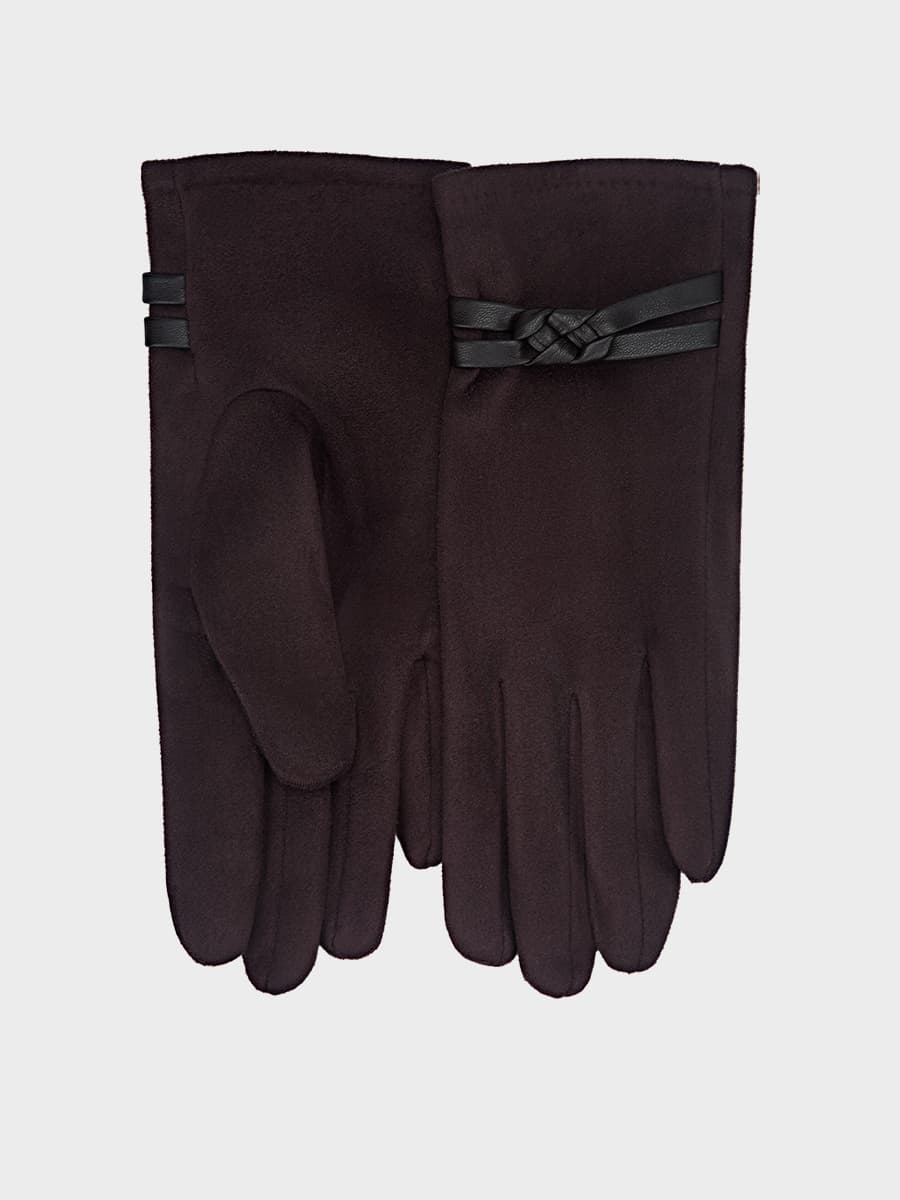 MISSISSIPPI03-P-02_Н Перчатки женские полиэстер100% без подкладки б/р коричневые