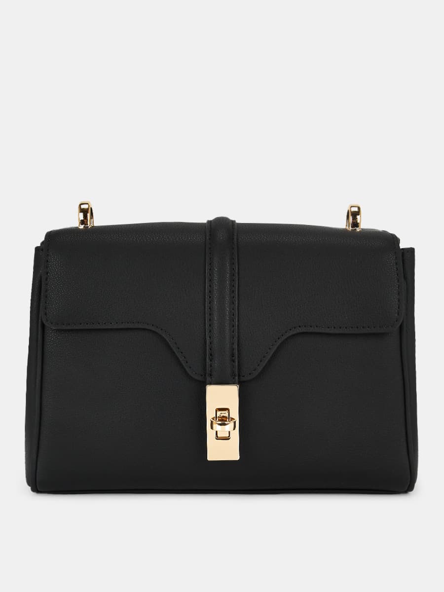 Сумка женская из натуральной кожи, черная, 9,5*16*23
