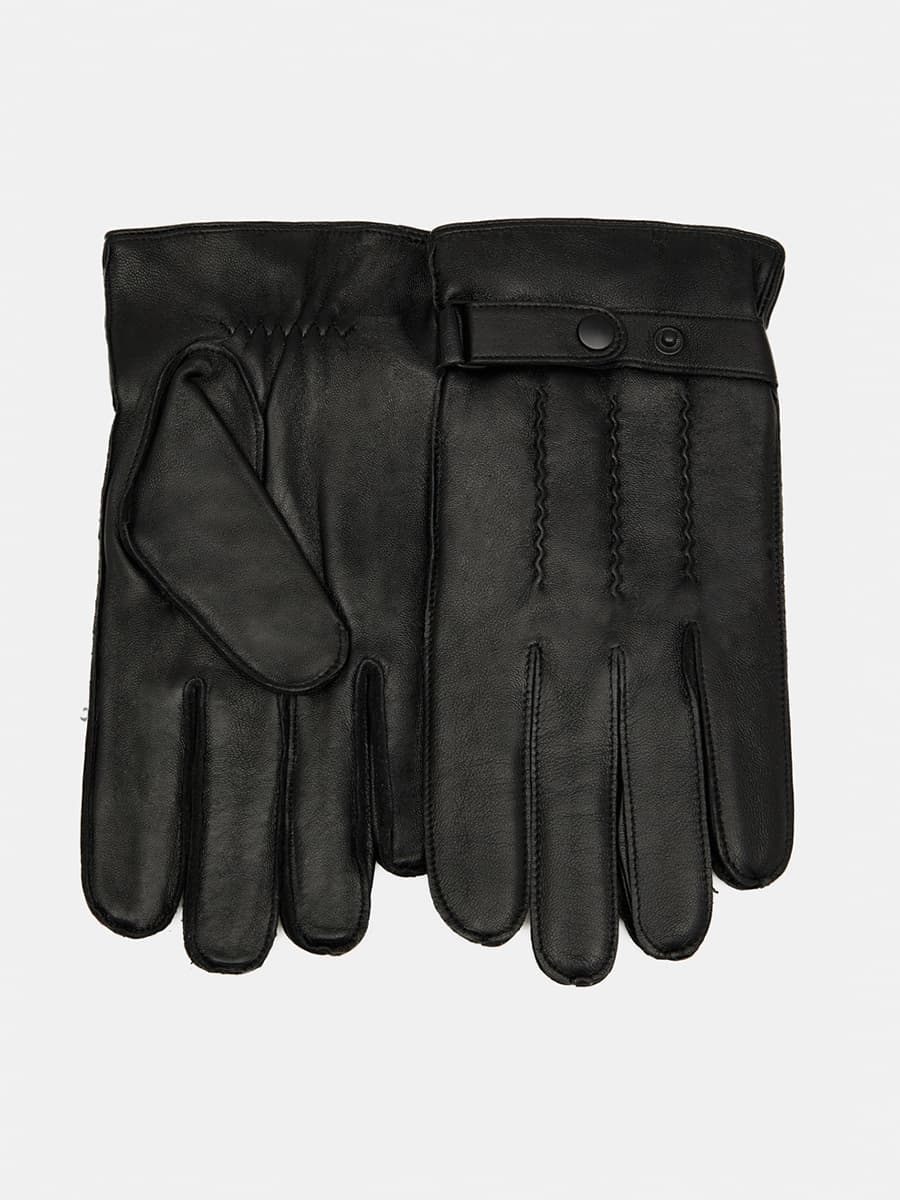 LB-6004-RF-black-10_Н Перчатки муж.нат.кожа70%шерсть 30% акрил р.10 черные