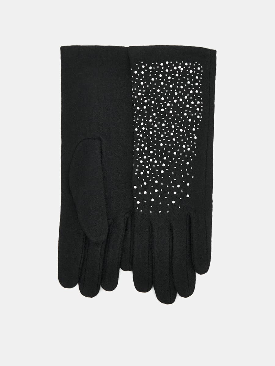 LB-PH-42-RF-black-M_Н Перчатки жен.трикотаж 80%шерст ь,20% нейлон,р.M черные